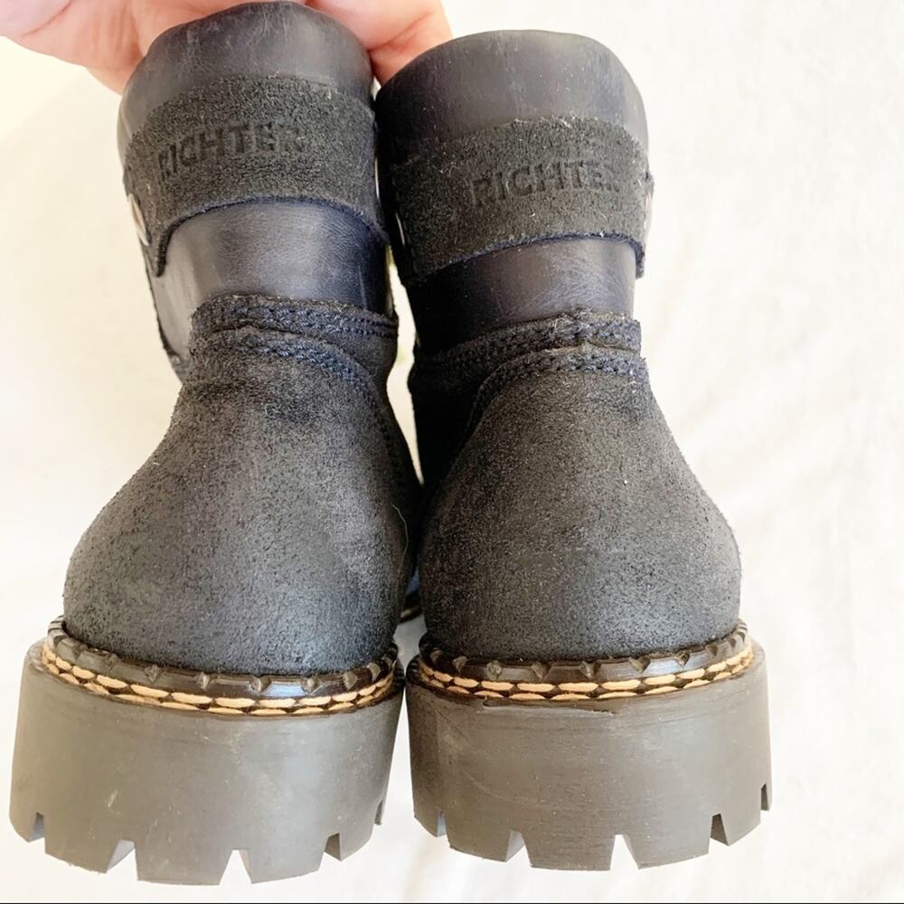 Richter Black Suede D-Ring Lace Up Work Booties - Picture 7 of 8
